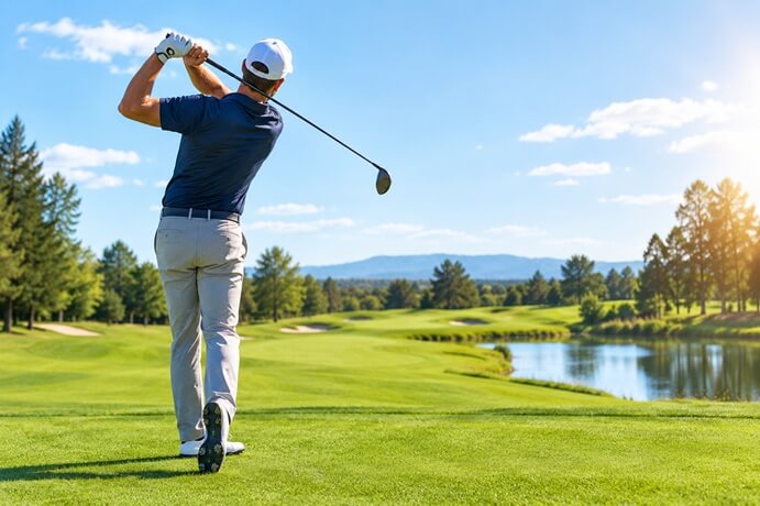 Golf ball on a course